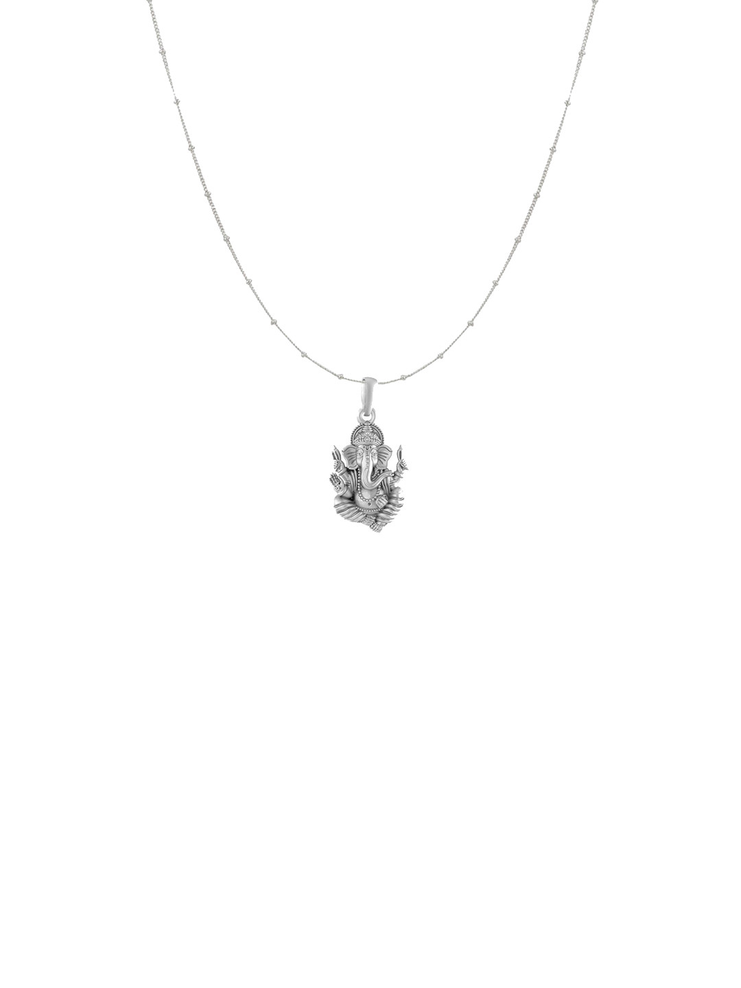 Metronaut 92.5 Sterling Silver Ganesa Ji Pendant With Ball Chain