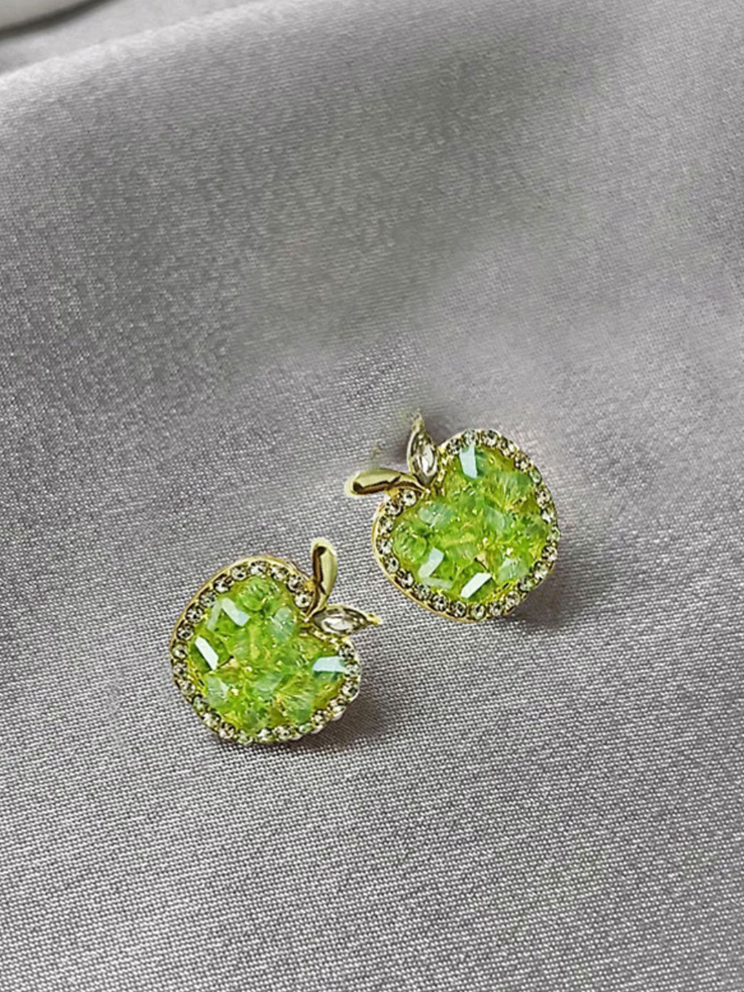 Krelin Gold-Plated Crystals Stones Studded Apple Shaped Studs