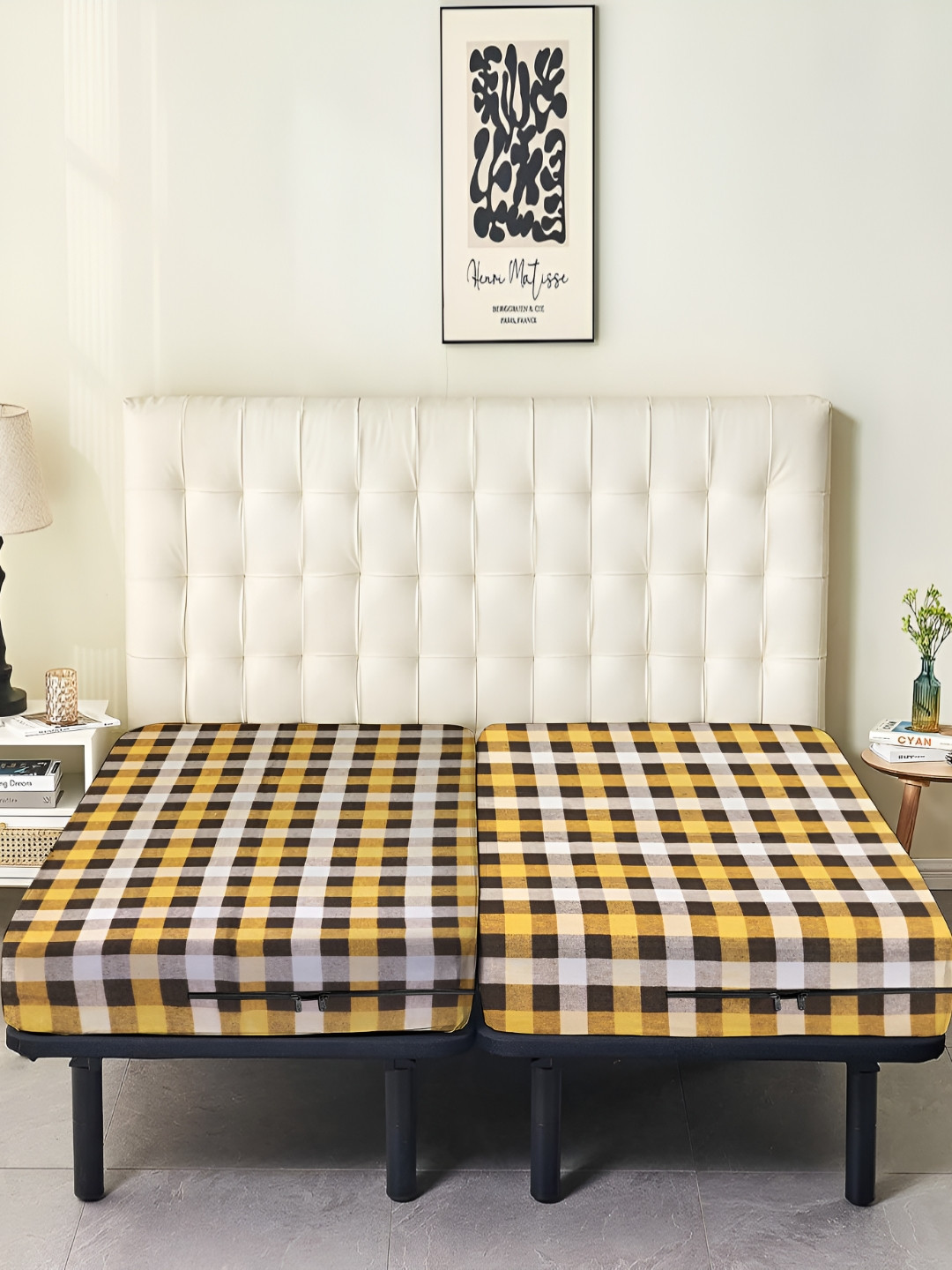 Star Weaves Yellow Pack Of 2 Cotton Dust Mite Barrier Mattress Protector