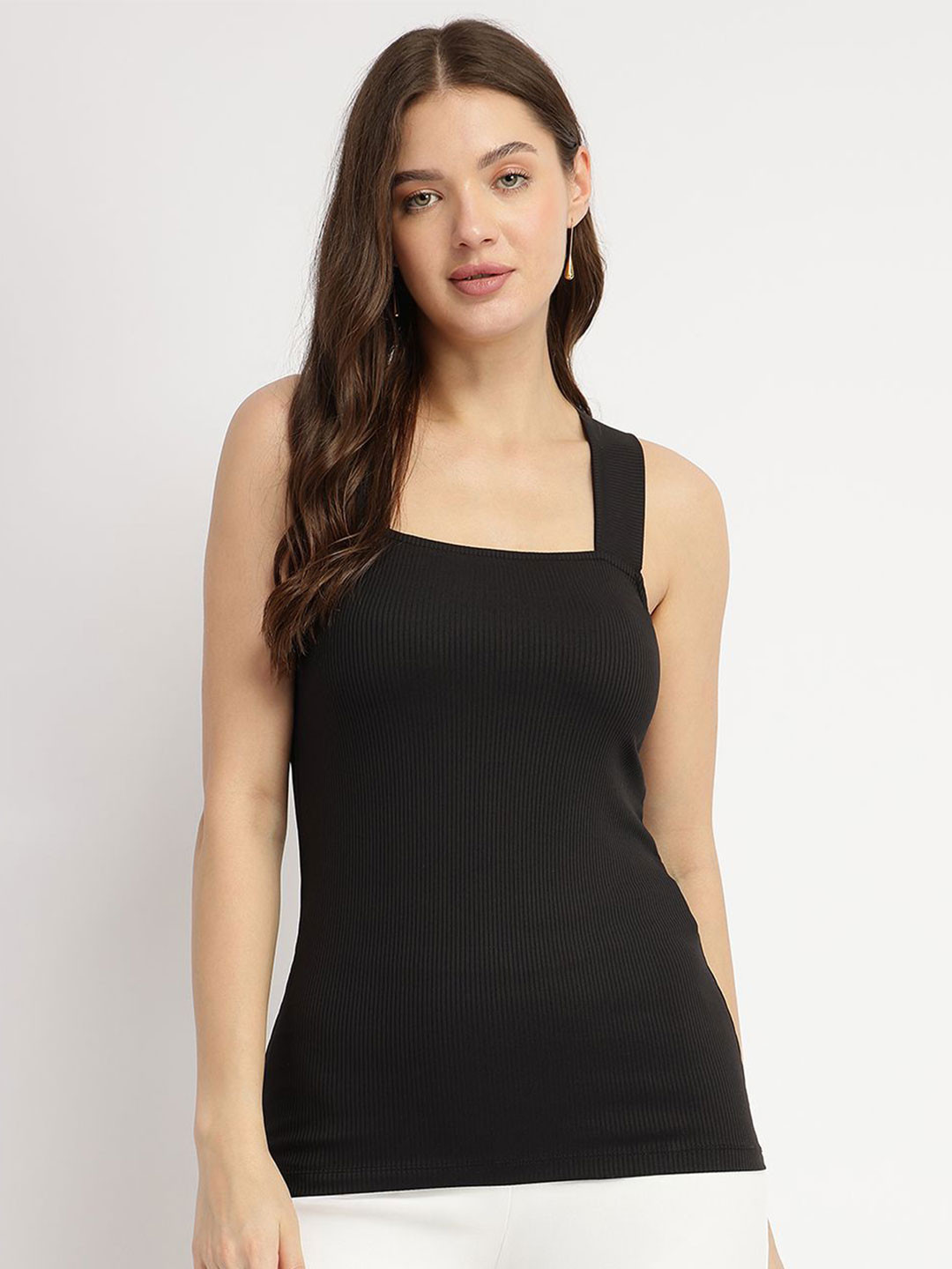 FableStreet Tank Knit Top - Black