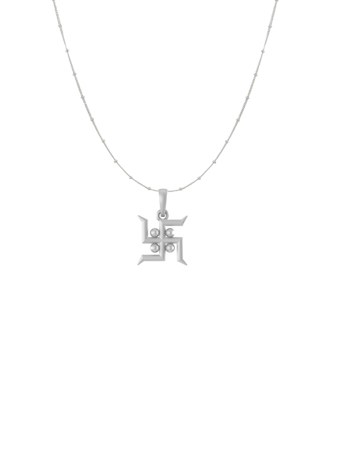 Metronaut 92.5 Sterling Silver Swastik Pendant With Ball Chain