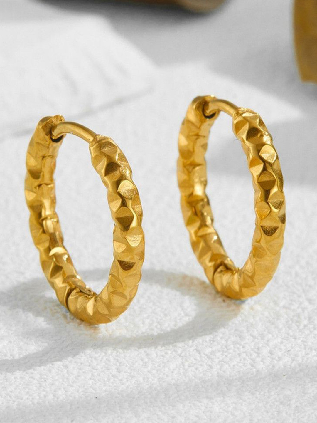 MYKI Stainless Steel Gold-Plated Luxurious Circular Hoop Earrings