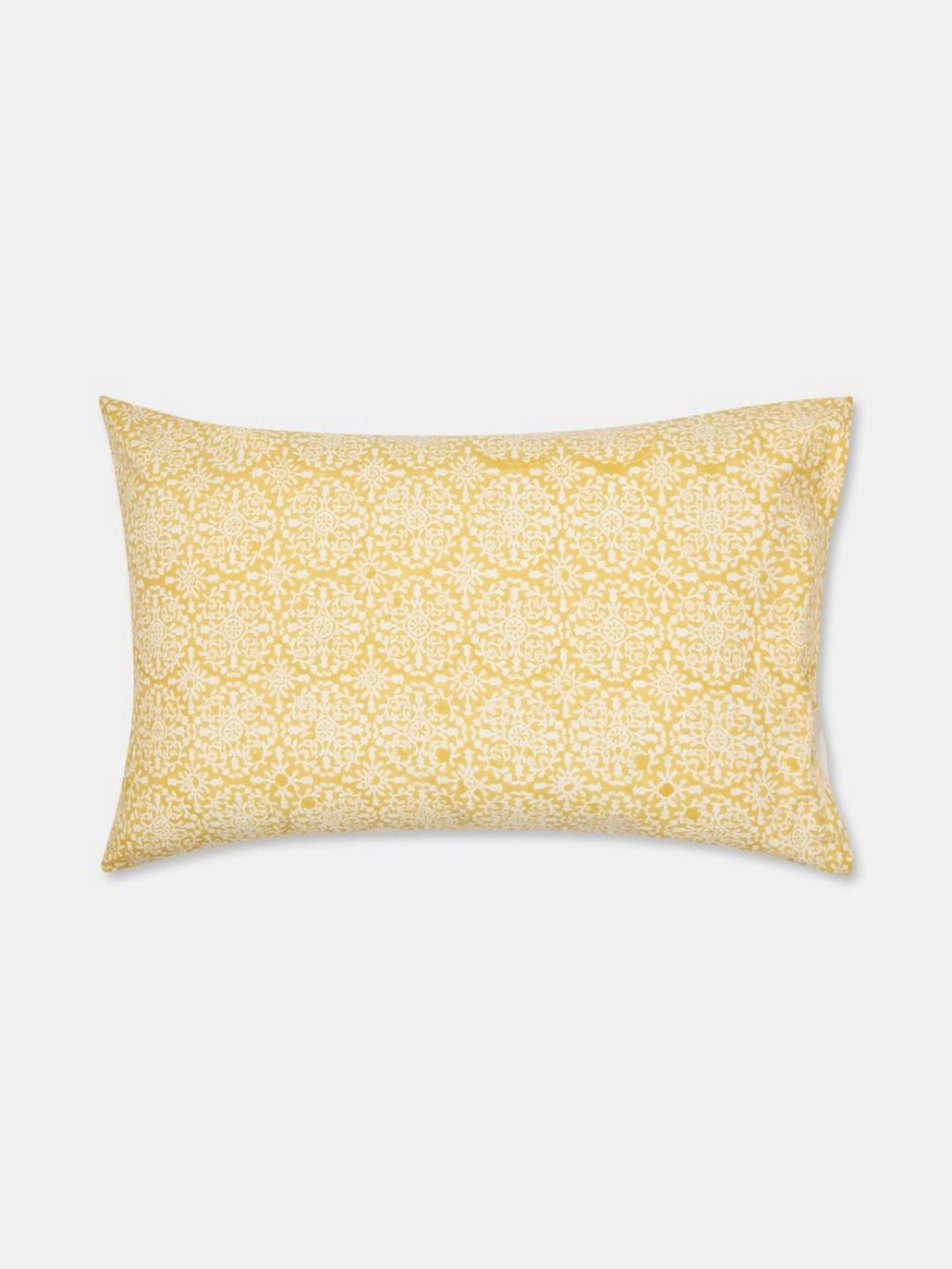 Fabindia Hamza Yellow & White 2 Pieces Self Design Pure Cotton Rectangle Pillow Covers
