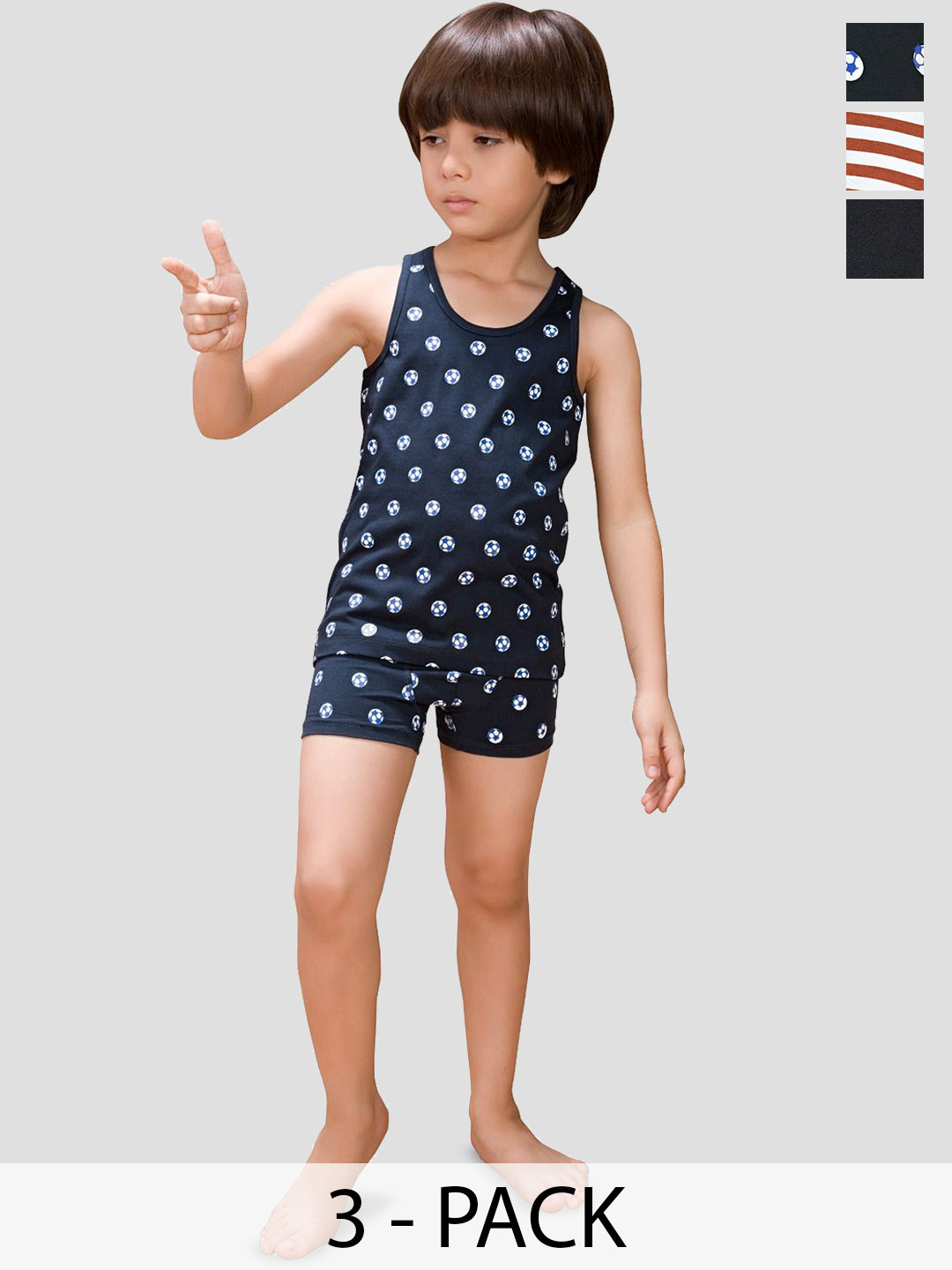 TRESNOVA Boys Pack Of 3 Mid Rise Antimicrobial Trunks S25ABO007A-MULTI COLOUR