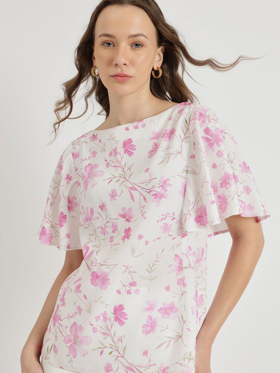 FableStreet Cotton Floral Top - White