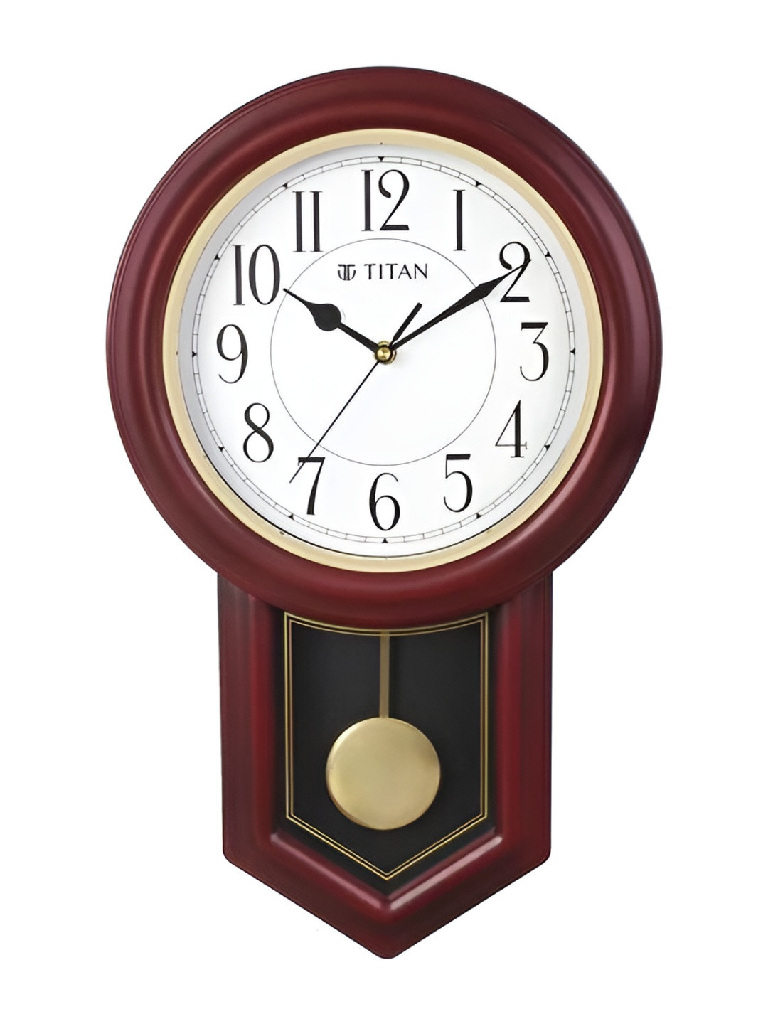 Titan Classic White & Brown Round Shaped Wall Clock With Chime
