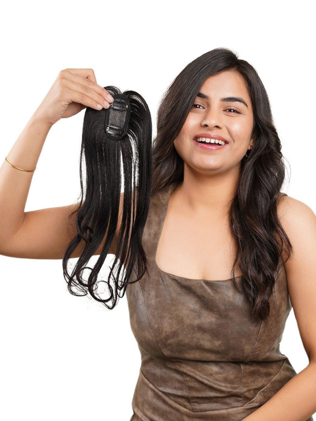 The Shell Hair Brown Clip-In Silk Hair Topper- 2x3 Inches