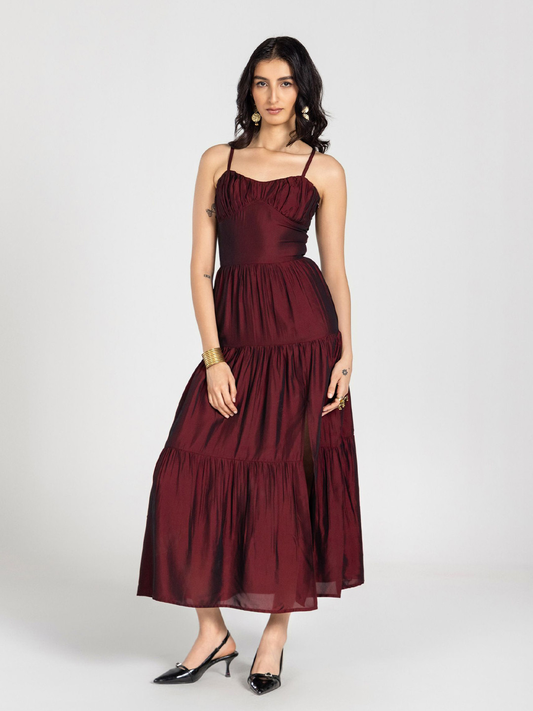 Past Modern Women Shoulder Straps Maxi Dress