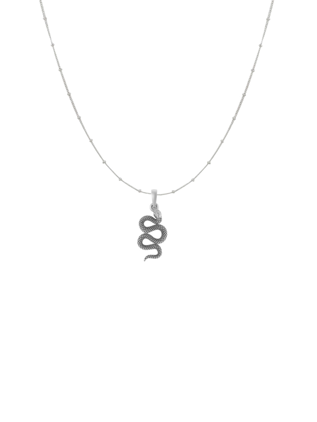 Metronaut 92.5 Sterling Silver Snake Pendant With Ball Chain