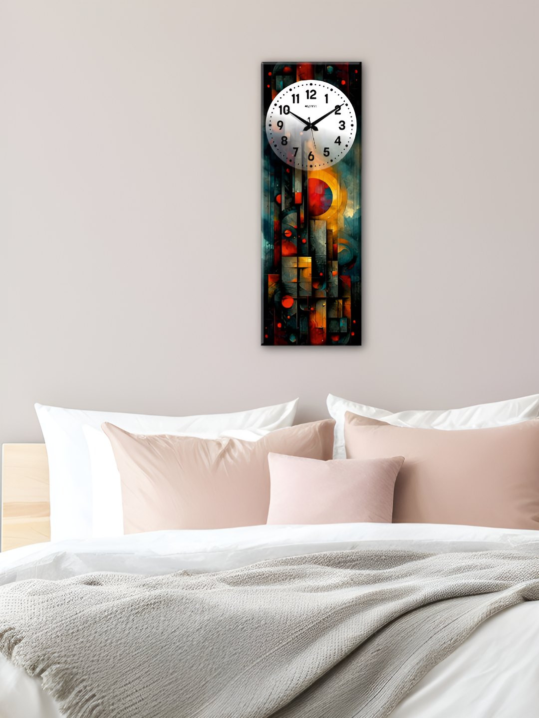 OLIVE TREE Black Wood Large Display Rectangle Battery Analogue Wall Clock