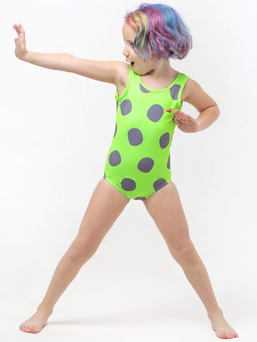 Anaario Girls Neon Green Polka Dots Sandy Toes Maillots Ocean Breeze