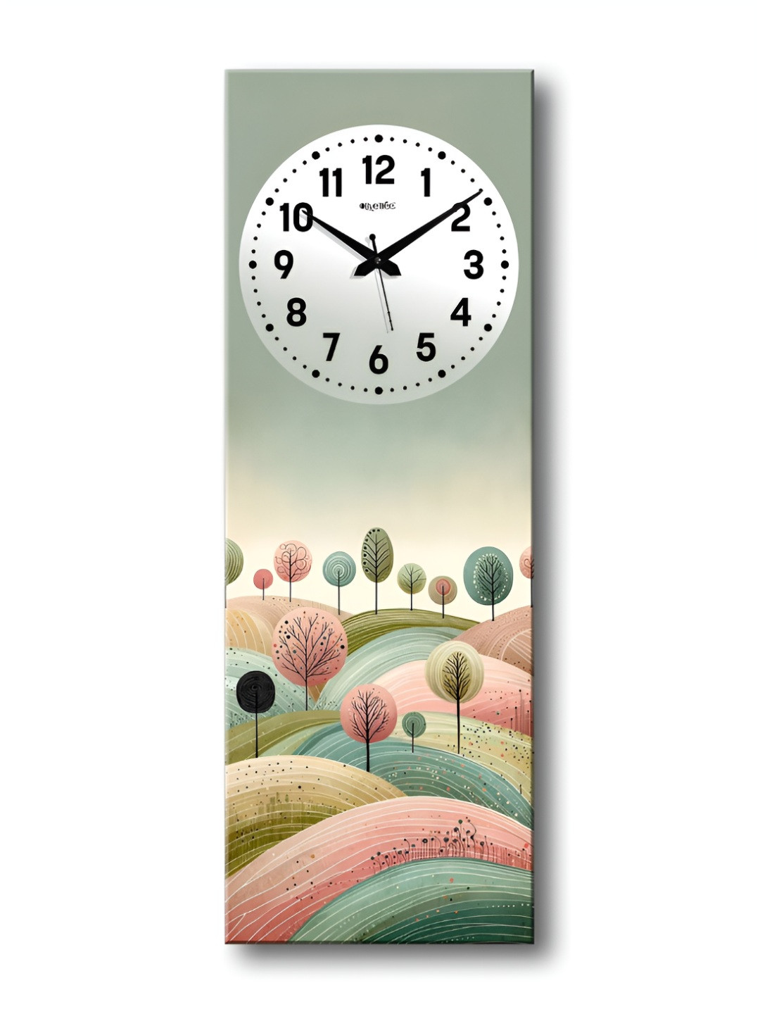 OLIVE TREE Green & Pink Wooden Wall Clock