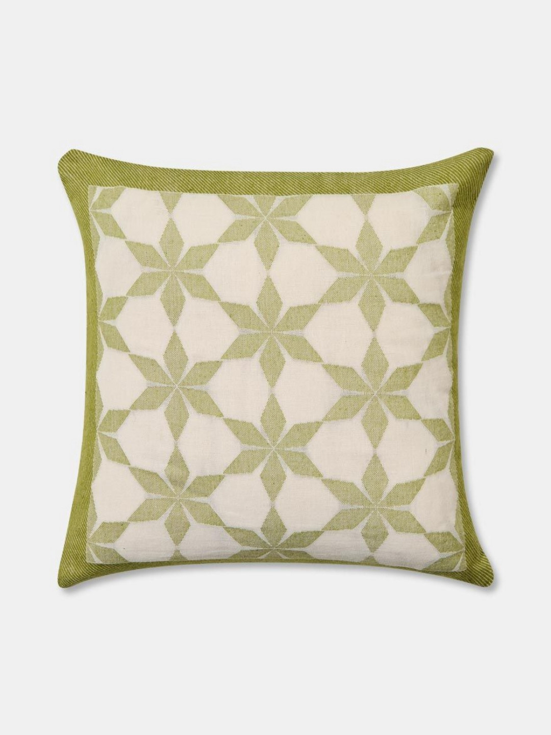 Fabindia Jarul Cutwork Floral Cotton Patchwork Square Cushion Covers - 15.7 x 15.7 In