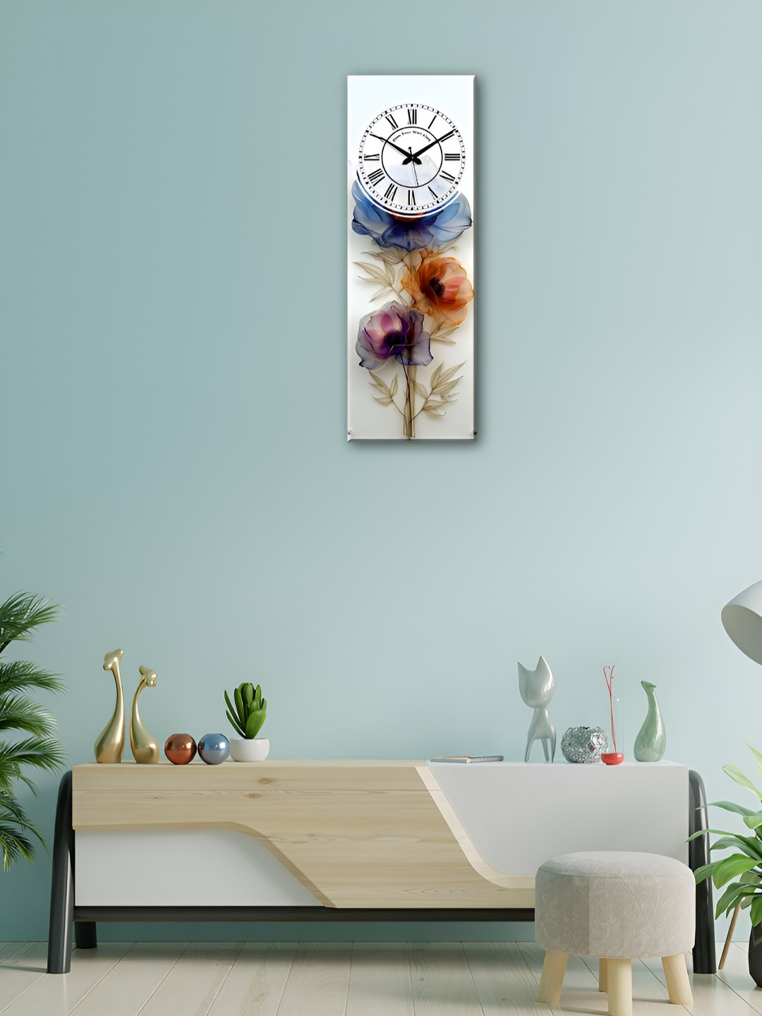OLIVE TREE White Wood Large Display Rectangle Battery Analogue Wall Clock