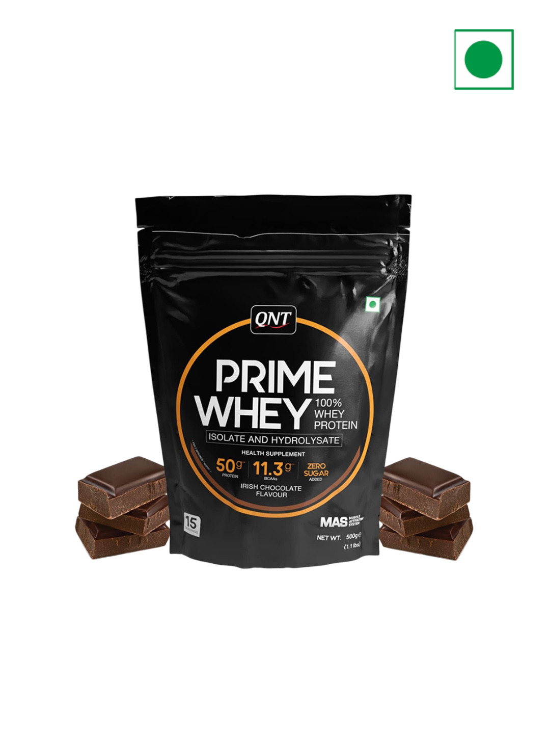 QNT Prime Whey Protein Powder For Muscle Building - 500 g - Irish Chocolate
