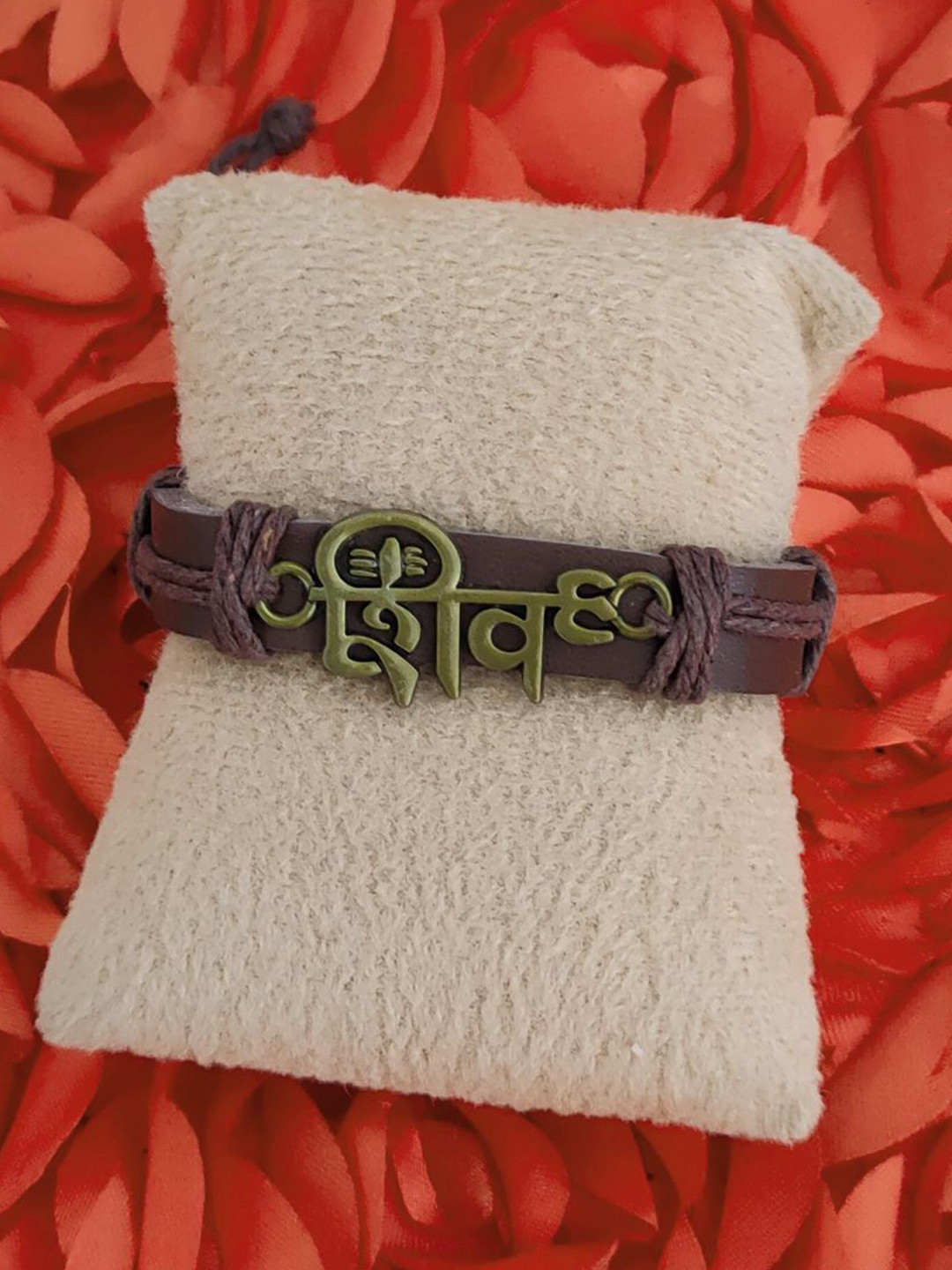 M Men Style Men Lord Shiva Mahadev Leather Wraparound Bracelet
