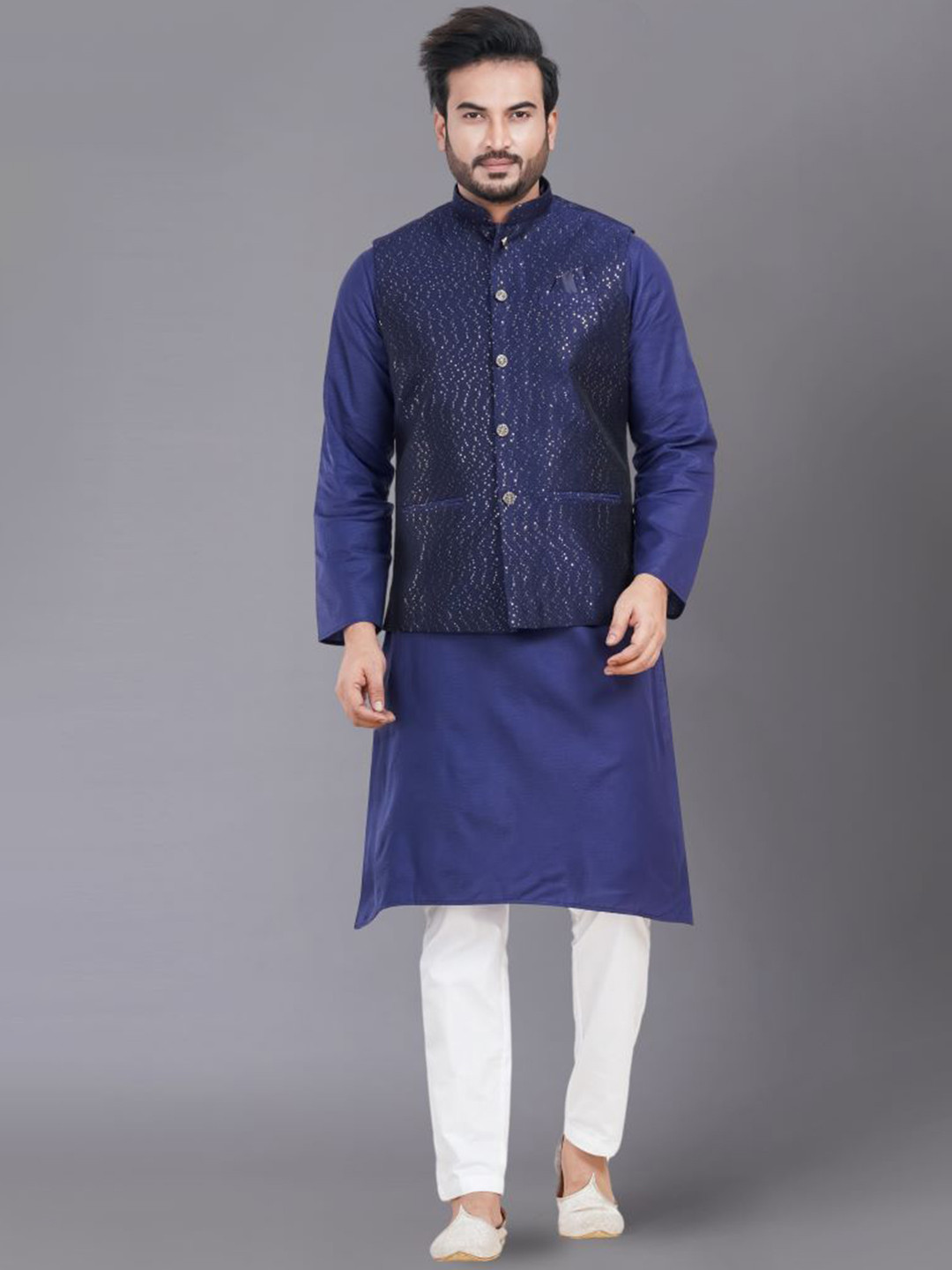 Nawaz's Kurta Men Woven Design Kurta with Pyjamas