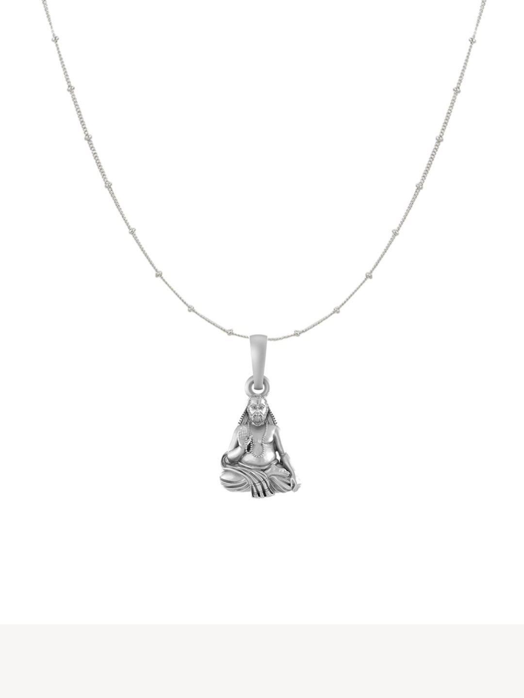 Metronaut 92.5 Sterling Silver Raghvendra Swamy Goddess Pendant With Ball Chain