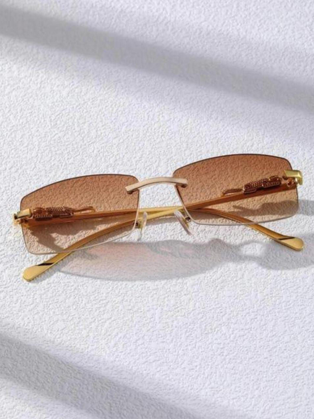 PIRASO Unisex Rectangle Sunglasses with UV Protected Lens PAI GOLDEN BROWN