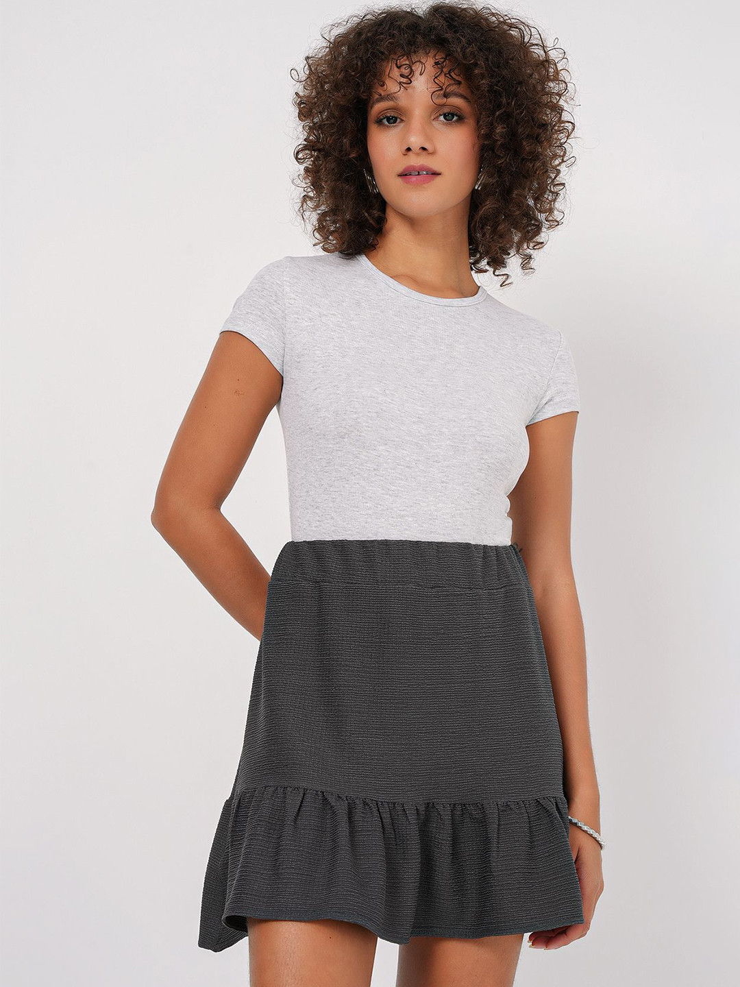 BIGDART Ruffled Mini Flared Skirt