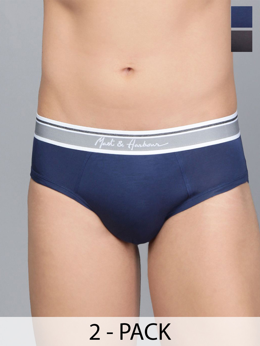 Mast & Harbour Men Pack Of 2 Basic Briefs MnH_002_BRF_RBLU_GR_2PC