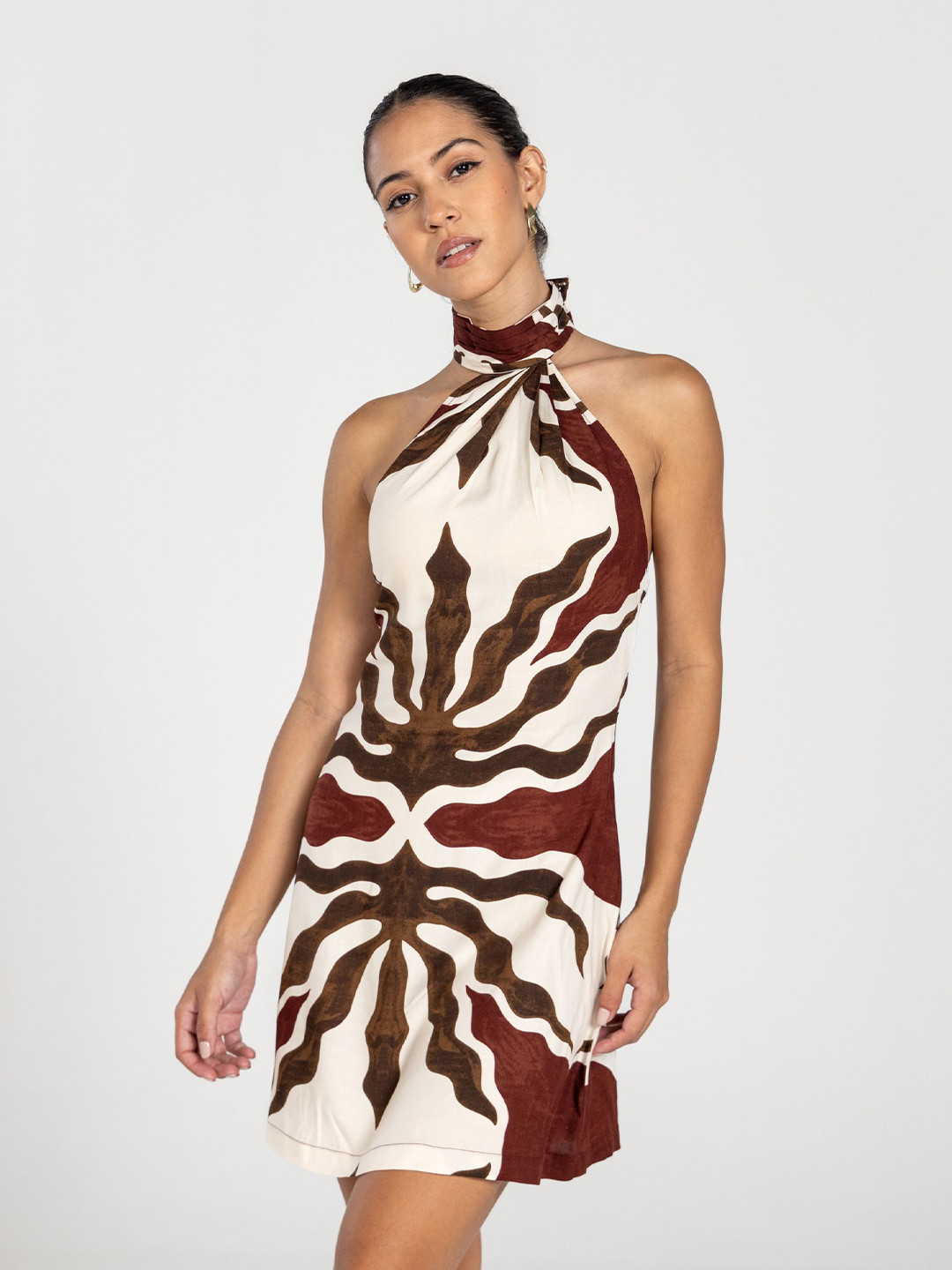Past Modern Women Printed Halter Neck A-Line Dress