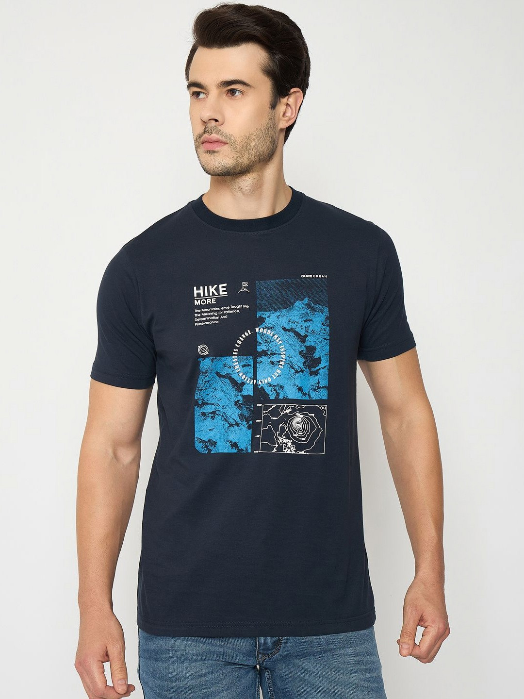 Duke Men Printed Applique Slim Fit T-shirt