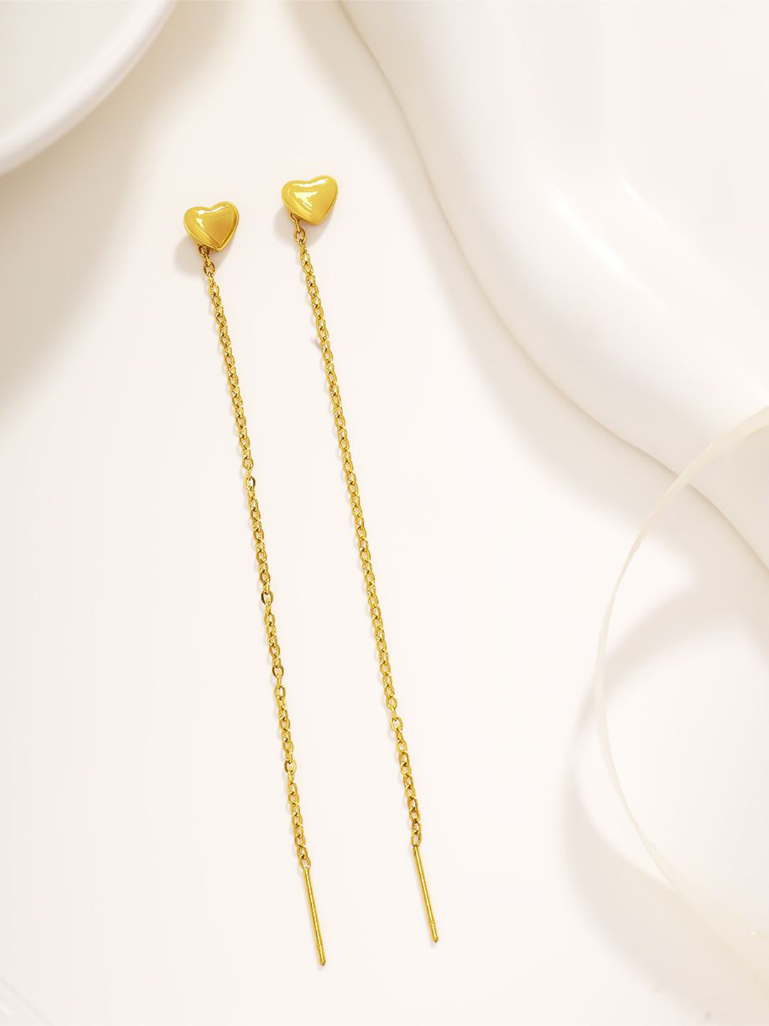 Estailo fashion Alloy Gold-Plated Heart Shaped Drop Earrings