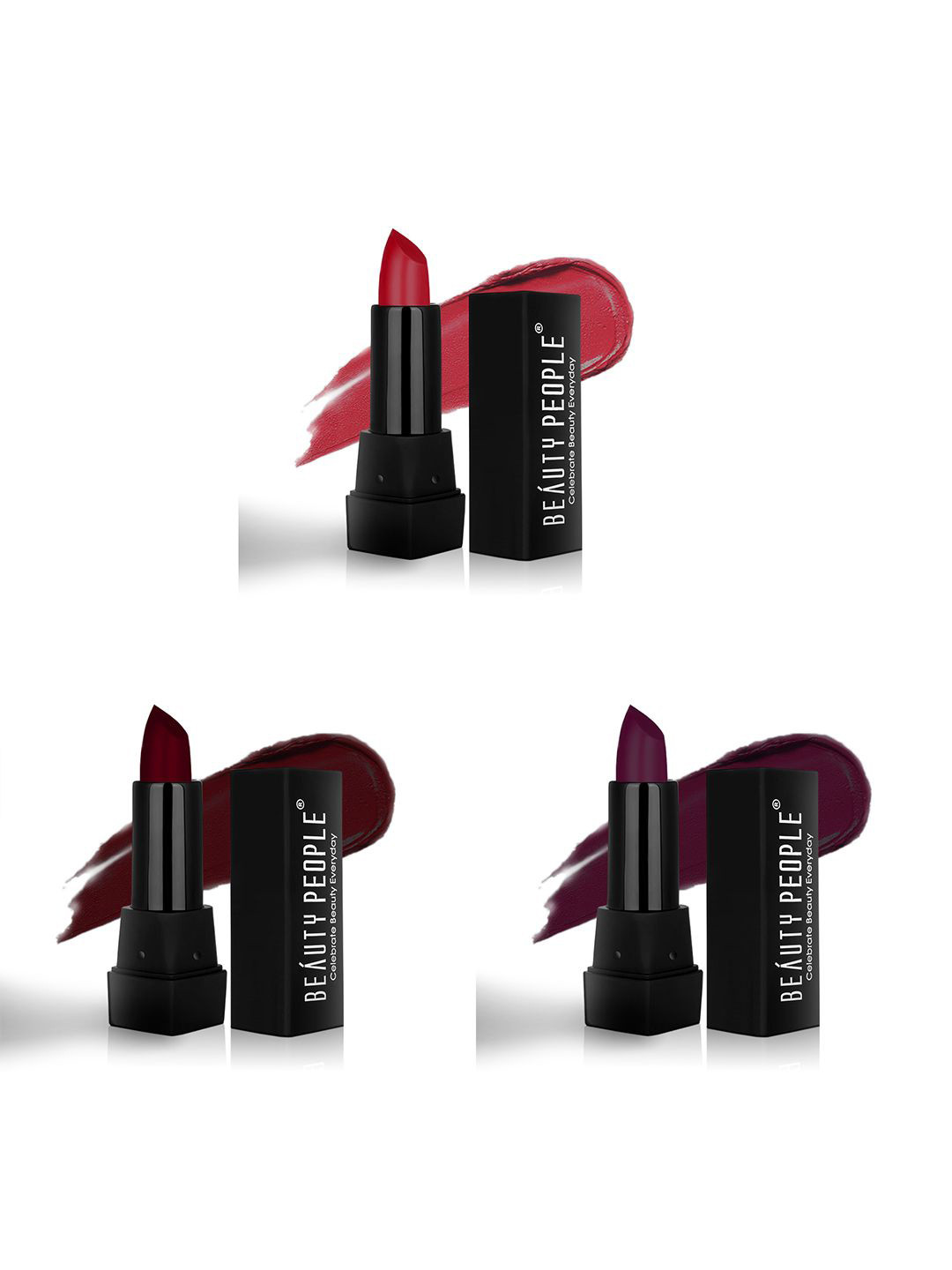 Beauty People Set of 3 Pure Matte Long Lasting Light Weight Lipstick - Shade 112-115-124