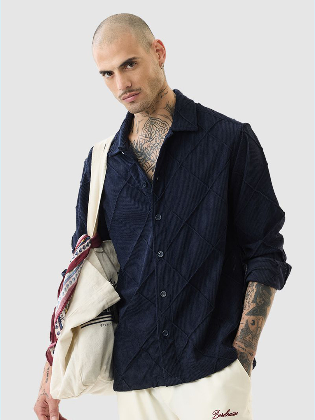 Snitch Relaxed Textured Long Sleeves Overshirt