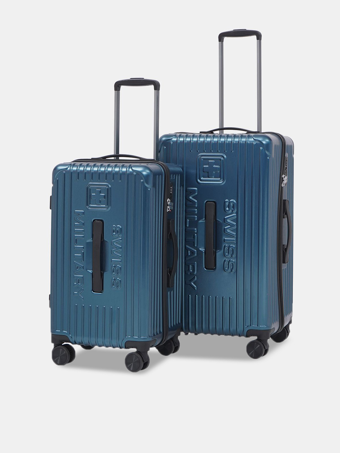 SWISS MILITARY Set Of 2 Cuboid Hard-Sided Textured Trolley Bag