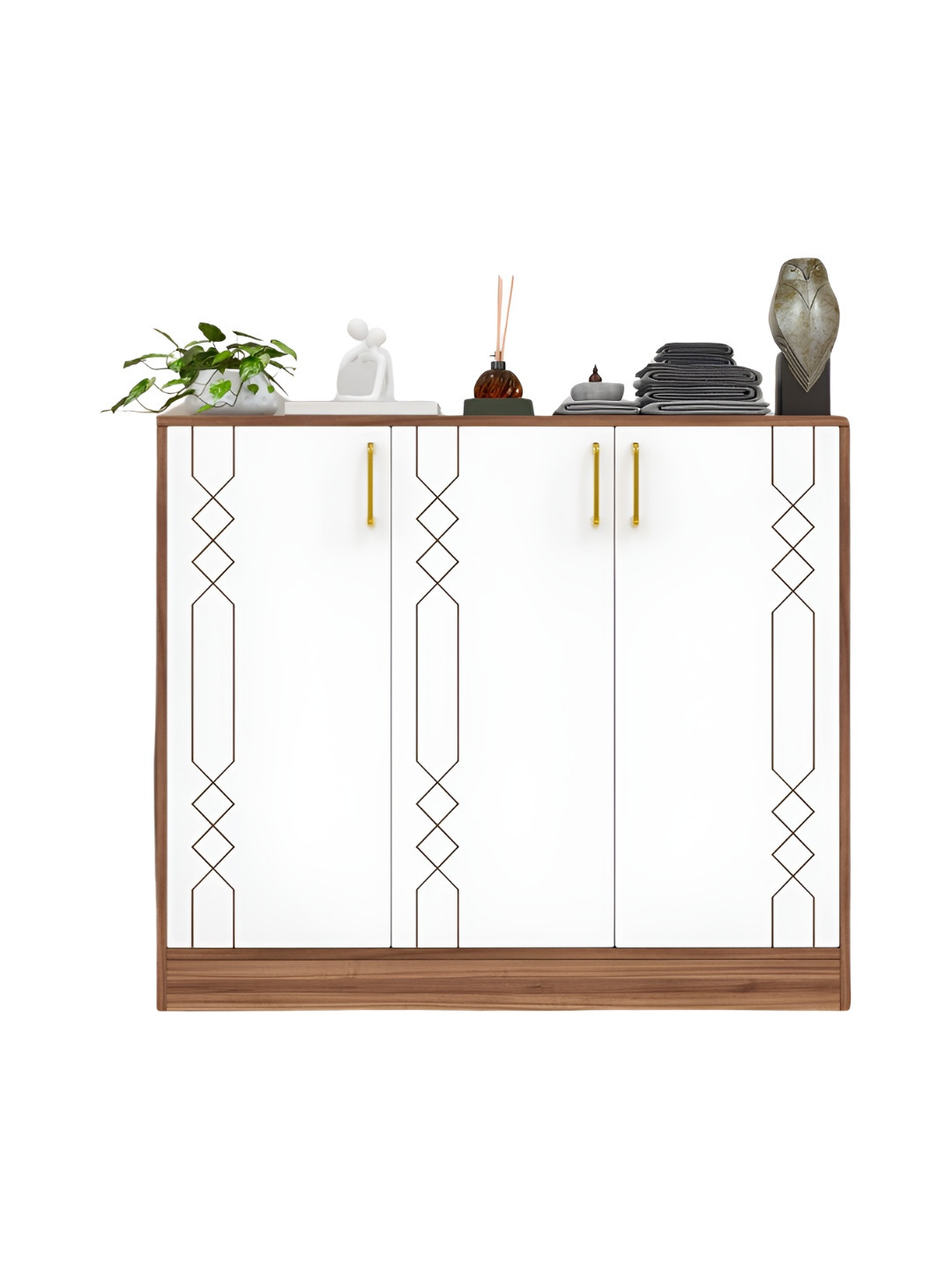 SPYDER CRAFT Brown & White Free Standing  Cabinet