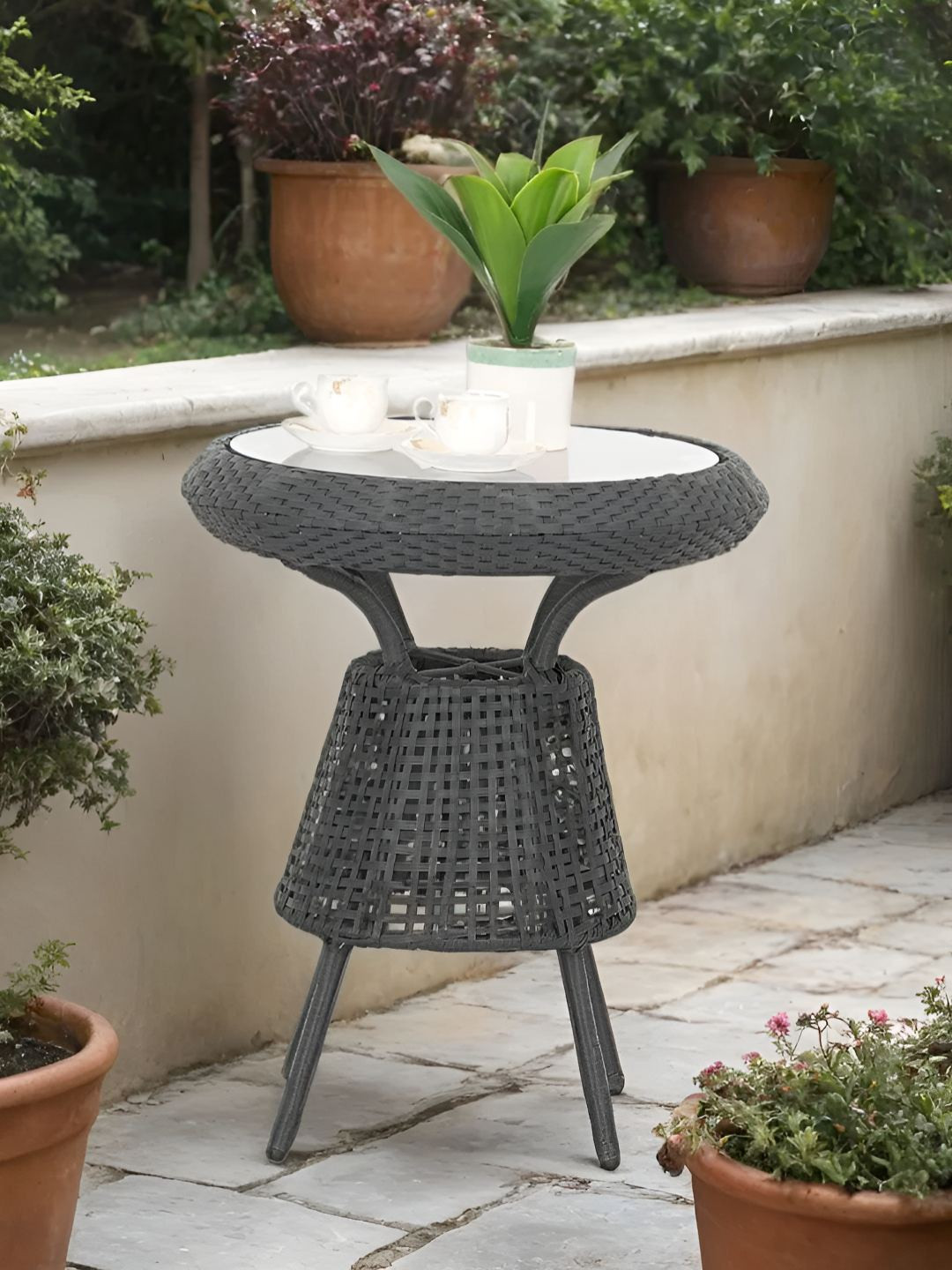 Royaloak Black Muar Malaysian Wicker Outdoor Table