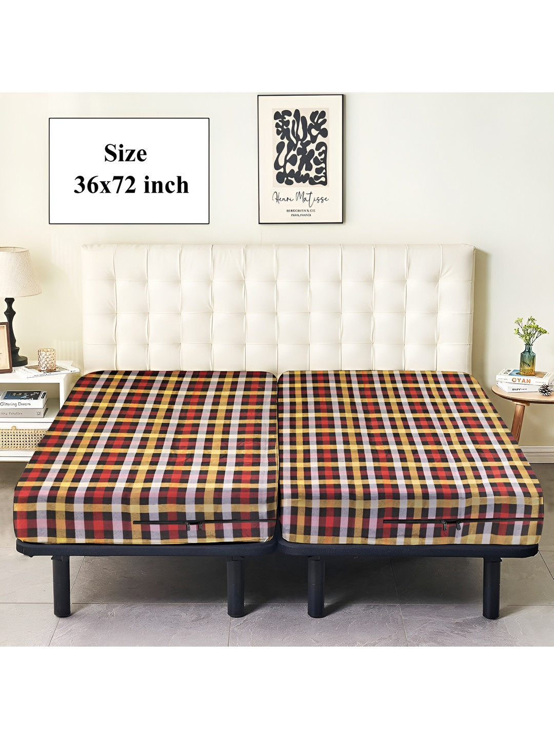 Star Weaves Yellow Pack Of 2 Cotton Dust Mite Barrier Mattress Protector with 360 Encasing