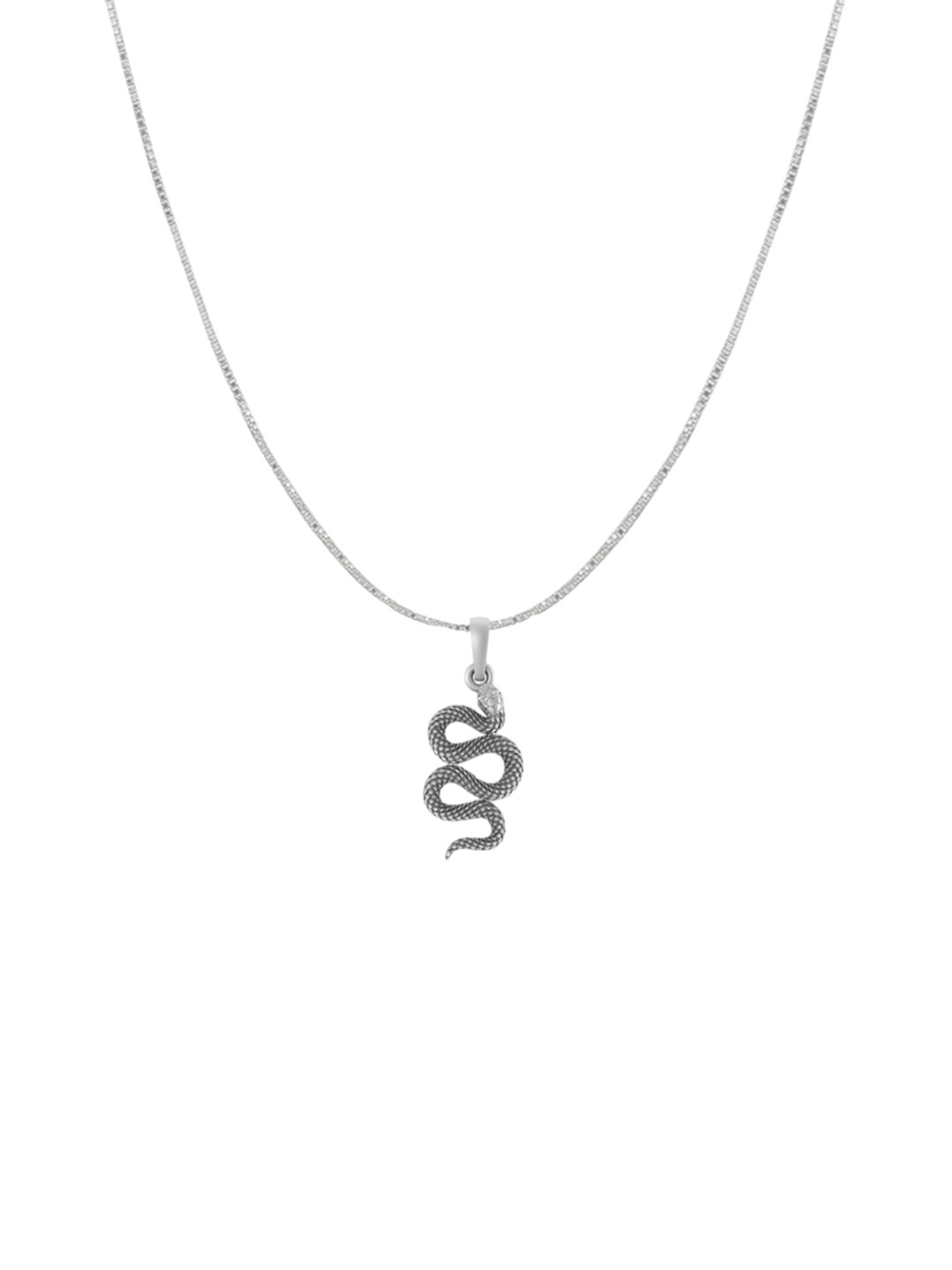 Metronaut 925 Sterling Silver Snake Pendant With Box Chain