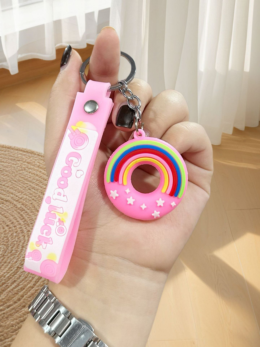 Flenzy Rainbow & Stars Donut Key Chain