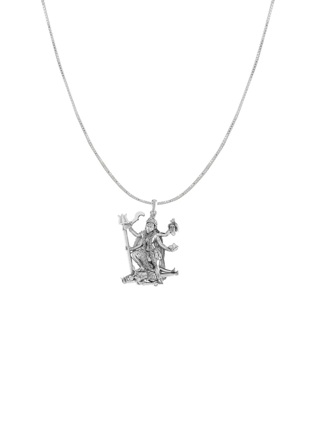 Metronaut 925 Sterling Silver Kali Maa Pendant With Anchor Chain