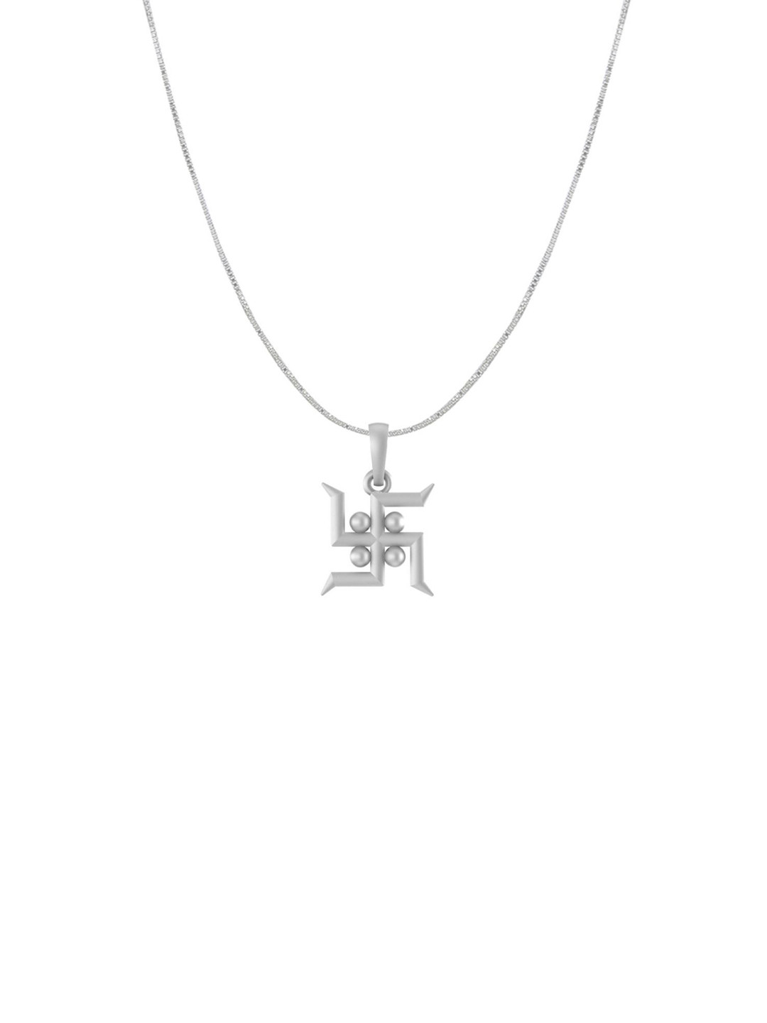Metronaut 925 Sterling Silver Swastik Pendant With Box Chain