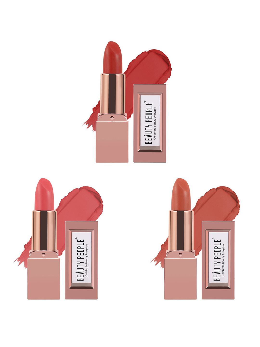 Beauty People Set Of 3 Glorified Gold Matte Lipstick- 3.8 g Each - 109- 133- 148