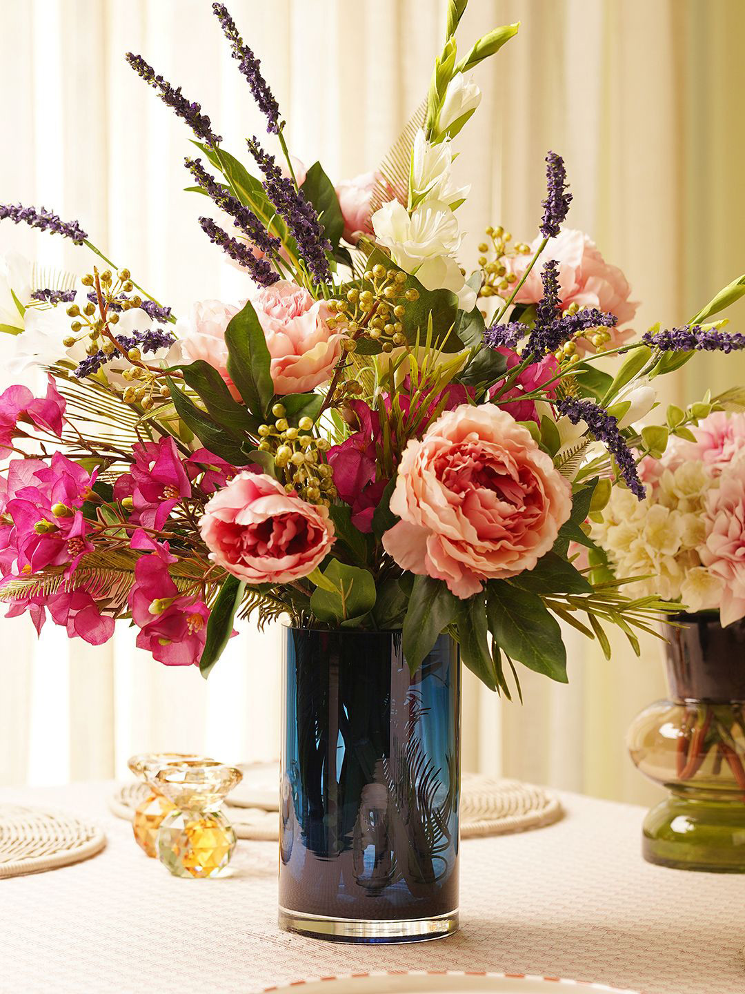 Pure Home and Living Dark Blue Glass Cylindrical Small Vase