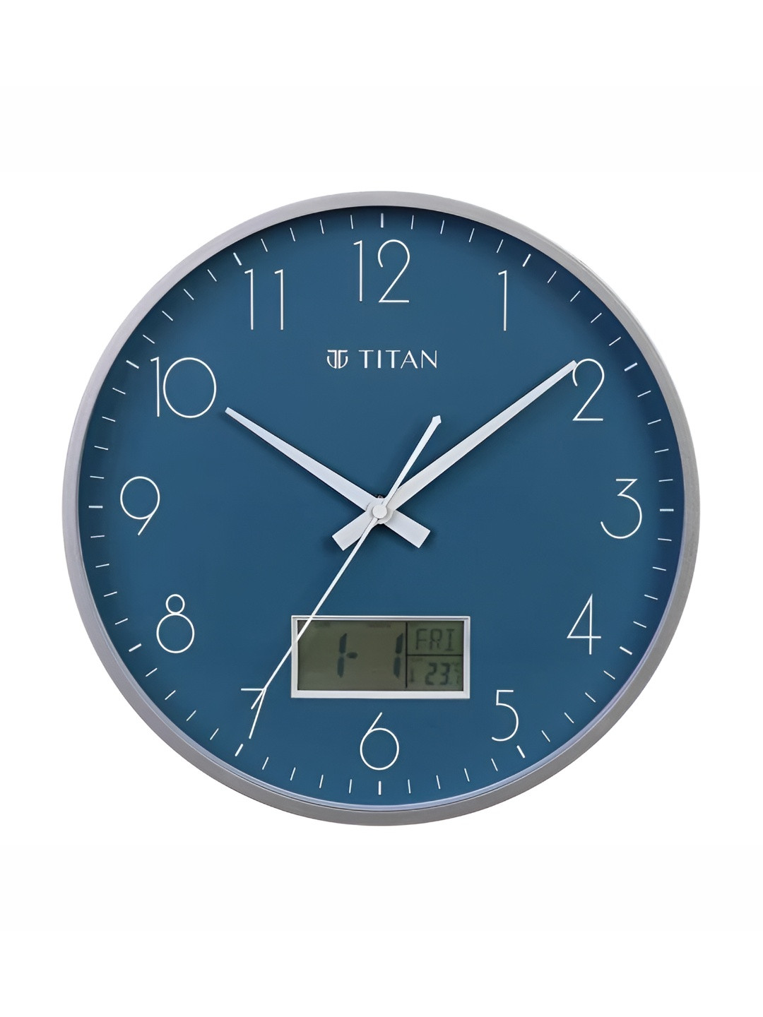 Titan Blue & White Wooden Contemporary Round Shaped Wall Clock