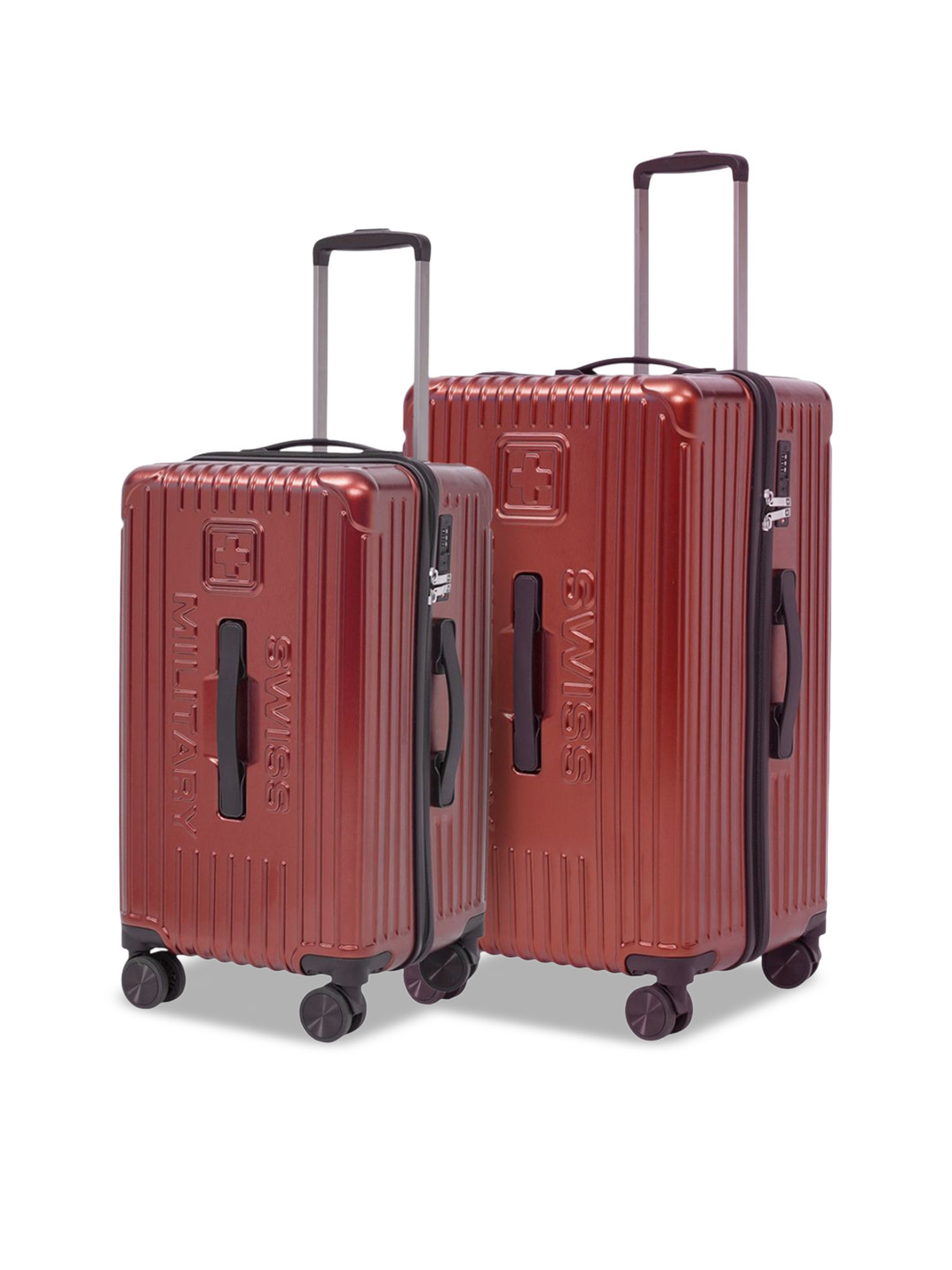 SWISS MILITARY Set Of 2 Textured Cuboid Hard-Sided Trolley Bag