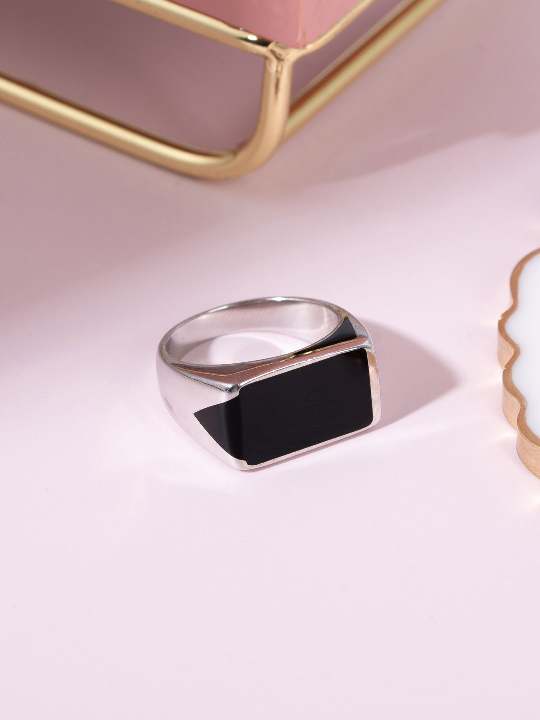 GLYTERS 925 Sterling Silver Eclipse Slab Finger Ring