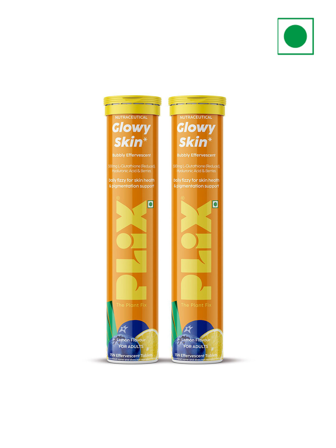PLIX THE PLANT FIX Set of 2 Glowy Skin Glutathione Skin Tablets - 15 Tablets Each - Lemon