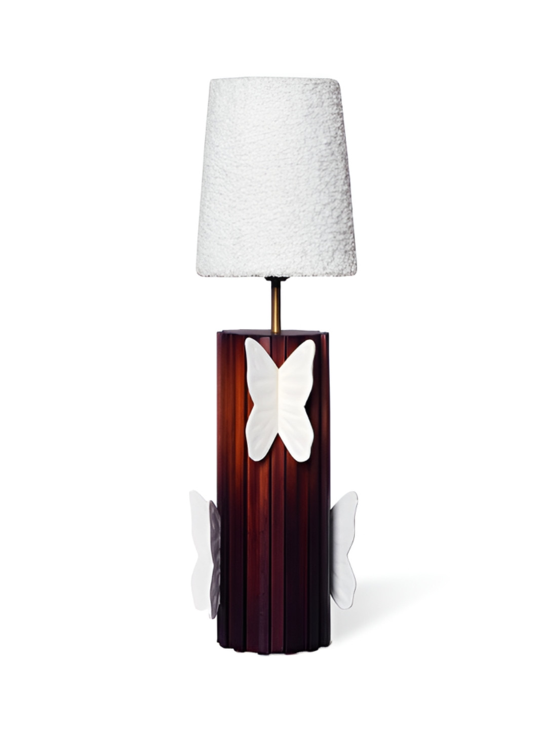 the mage home White & Brown Butterfly Wooden Rectangle Table Lamp