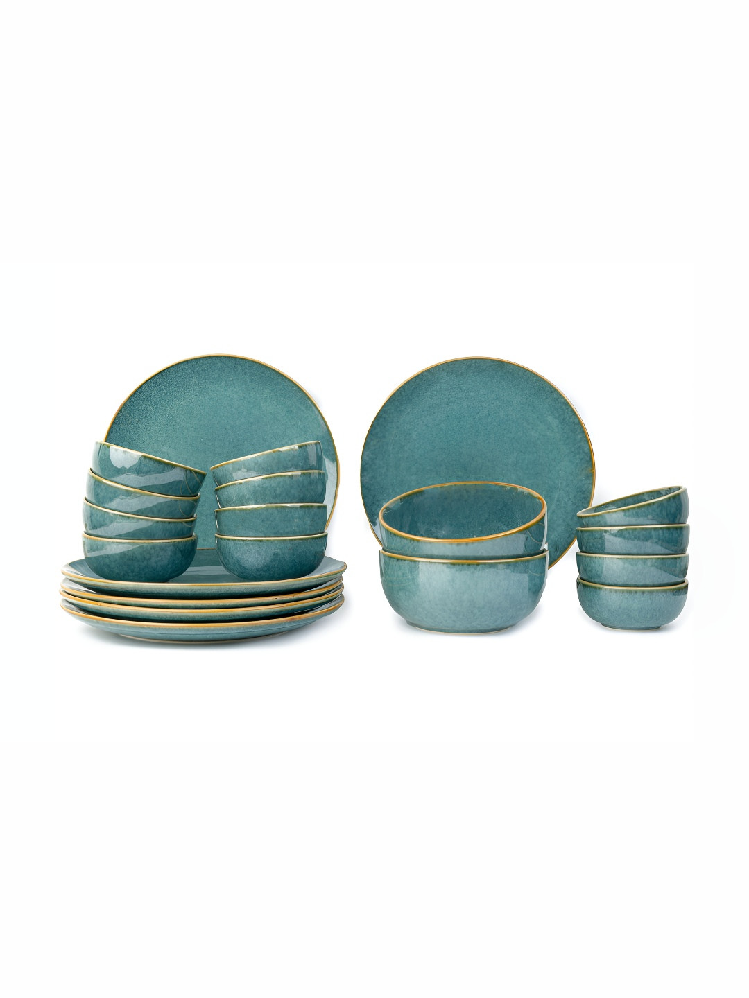 BODHI HOUSE Green 20 Pieces Ceramic Dishwasher And Microwave Safe Glossy Dinner Set