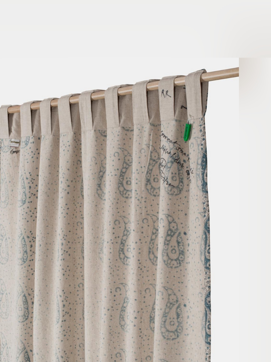 Fabindia Madhur Jaal Beige & Blue Floral Design Hand Block Printed Cotton Door Curtain