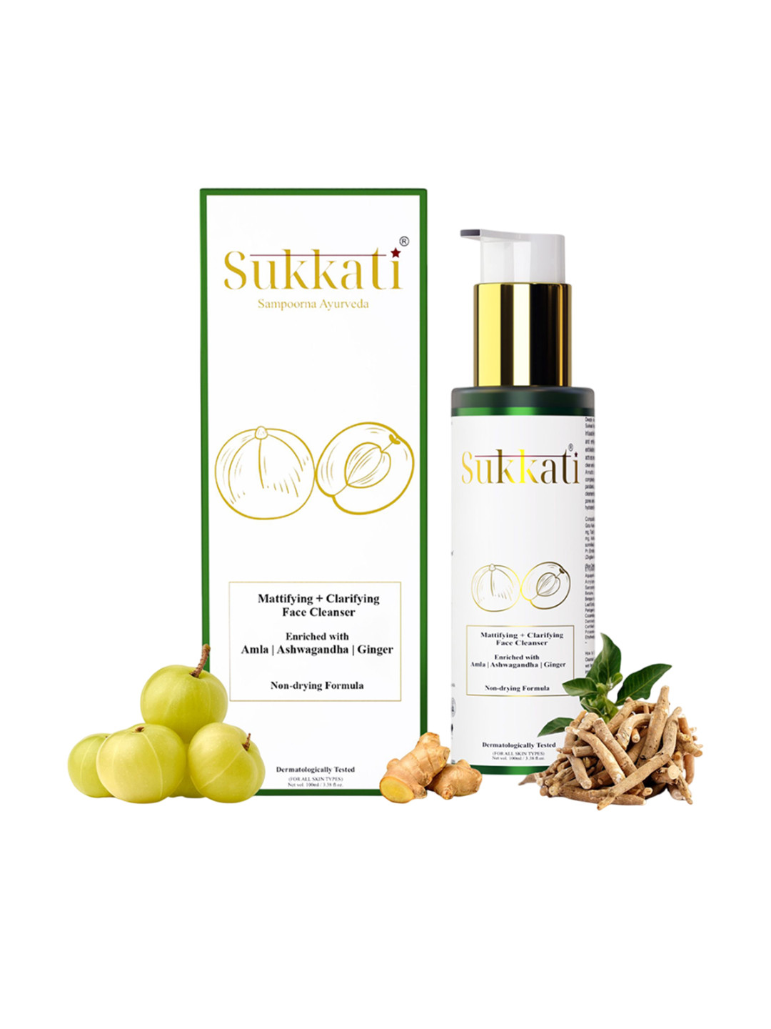 Sukkati Mattifying + Clarifying Face Cleanser Enriched With Amla - 100 ml