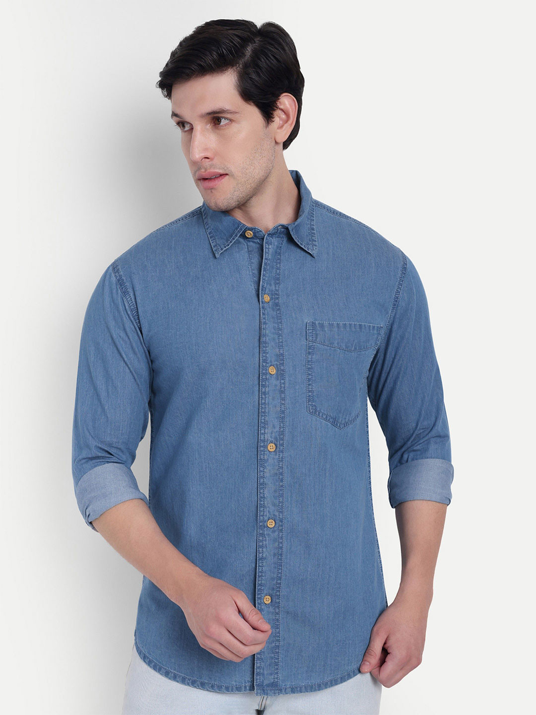 COSMIC Men Solid Spread Collar Casual Shirt