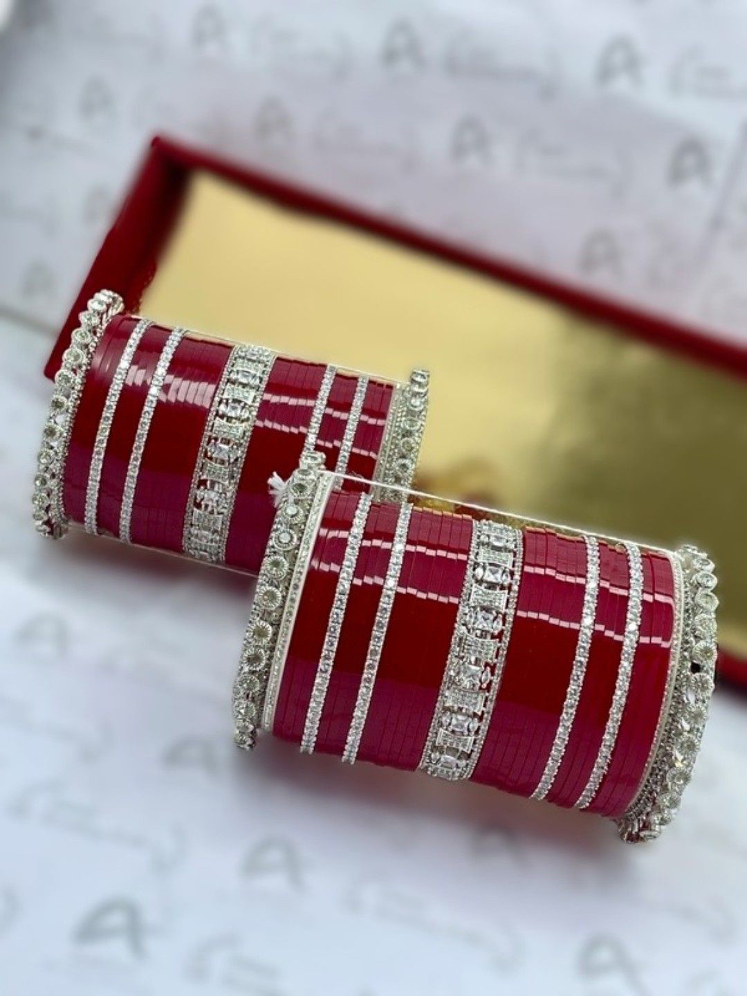 T4 JEWELS Set Of 2 American Diamond Studded Bridal Chuda Bangles